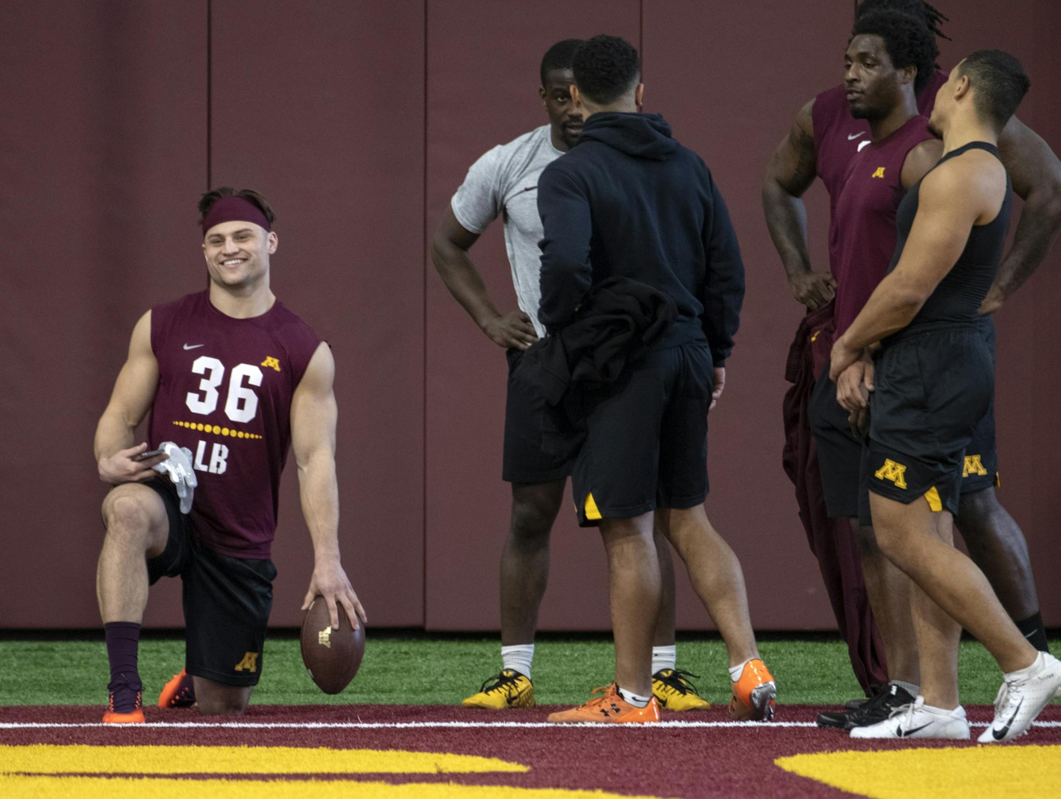 The Gophers on Wednesday held their annual pro day, where departing players work out for NFL scouts. Blake Cashman (left) had a successful trip to the NFL combine last month.