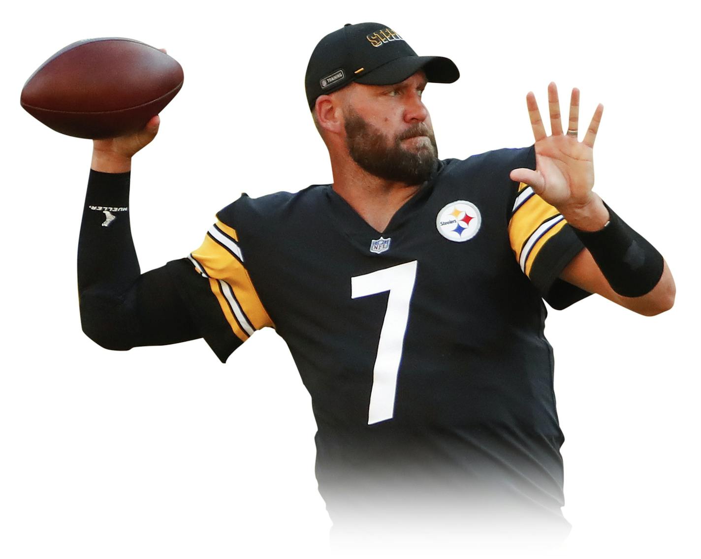 Pittsburgh Steelers quarterback Ben Roethlisberger (7) during practice at NFL football training camp in Pittsburgh, Saturday, Aug. 22, 2020. (AP Photo/Gene J. Puskar) ORG XMIT: PAGP