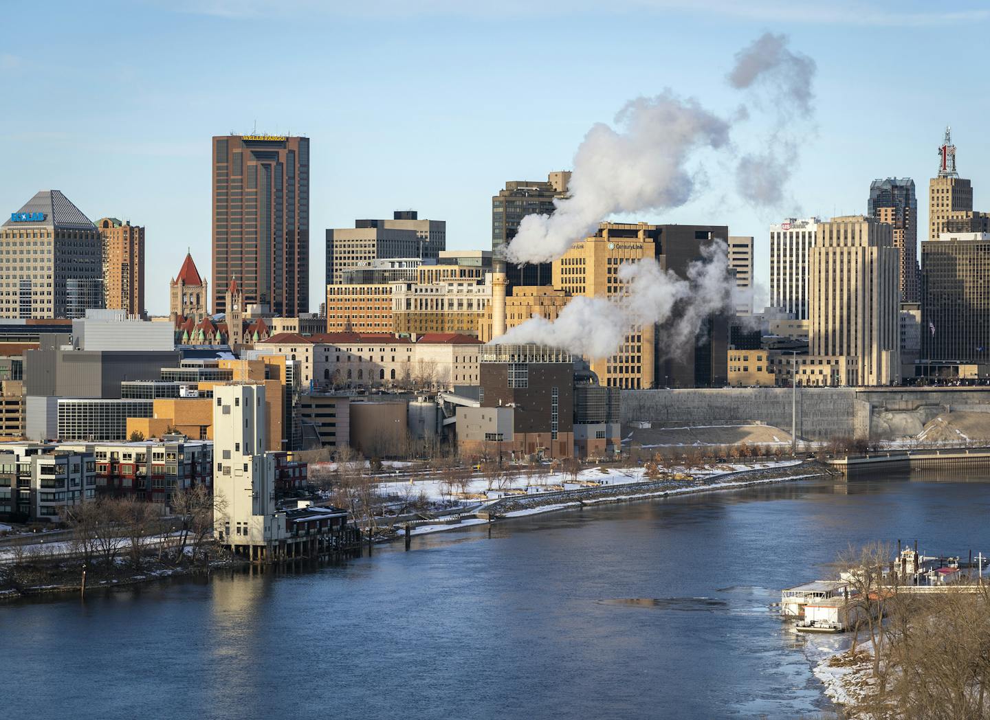 The skyline of downtown St. Paul seen from the Smith Avenue Bridge.