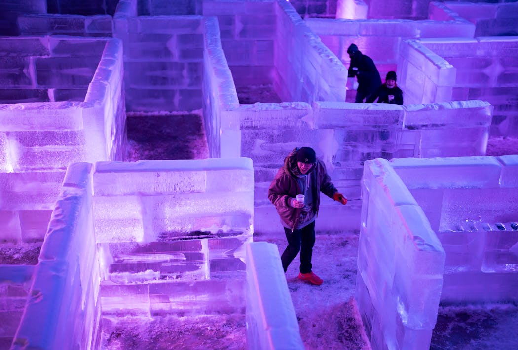 Adventurers wound their way through the Ice Palace Maze in Stillwater in 2022.