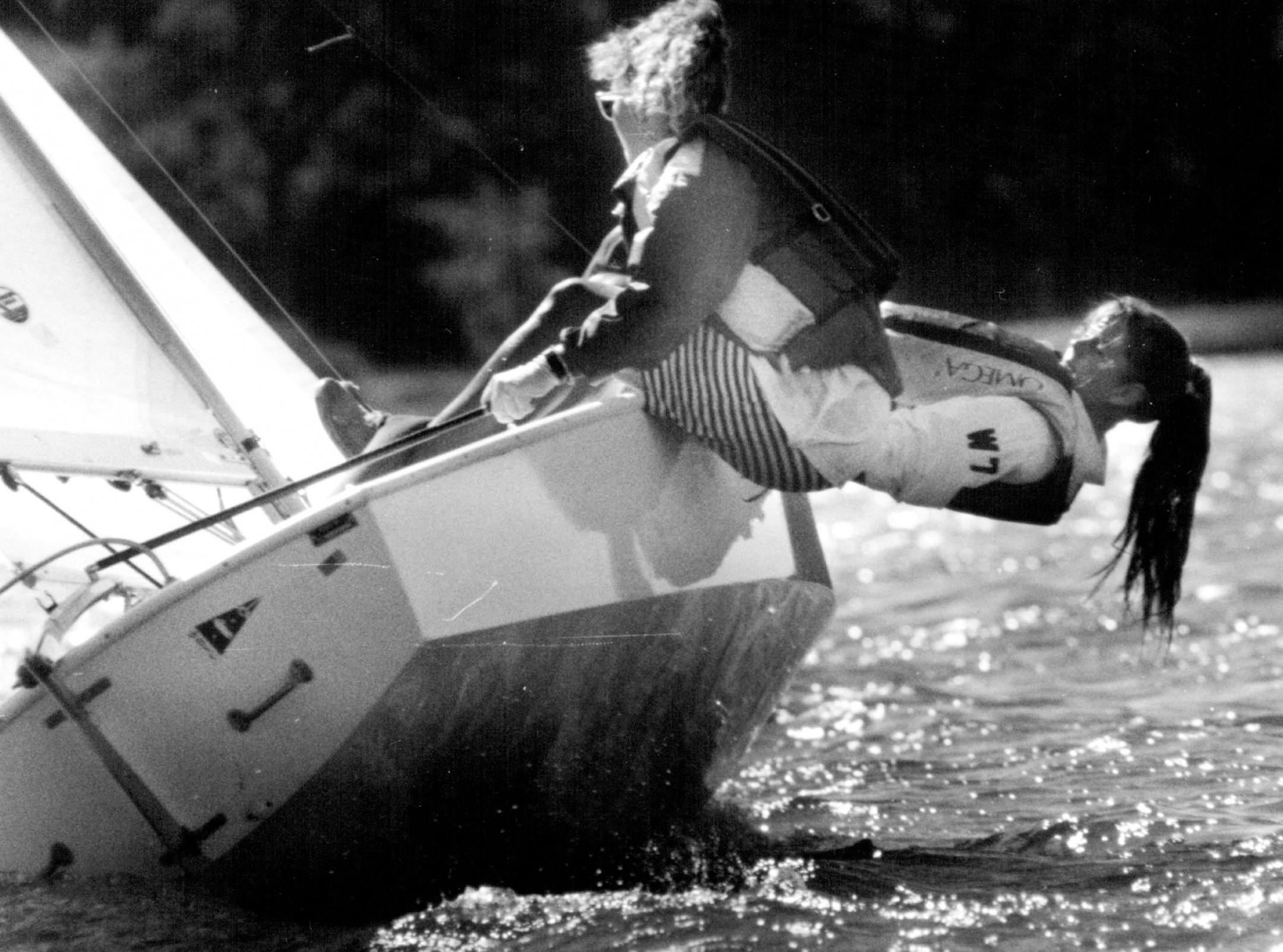 July 15, 1991: The 52nd Aquatennial Regatta, X-CLASS for youth, includes anyone 16 years or younger. Thirty boats were entered in Monday's race. winds gusts made sailing for these youths precarious at times.