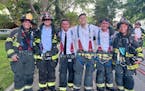 Senior students at Port Jefferson High School, who left their graduation early to put out a fire. From left, Shane Hartig, Ryan Parmegiani, Peter Rizz