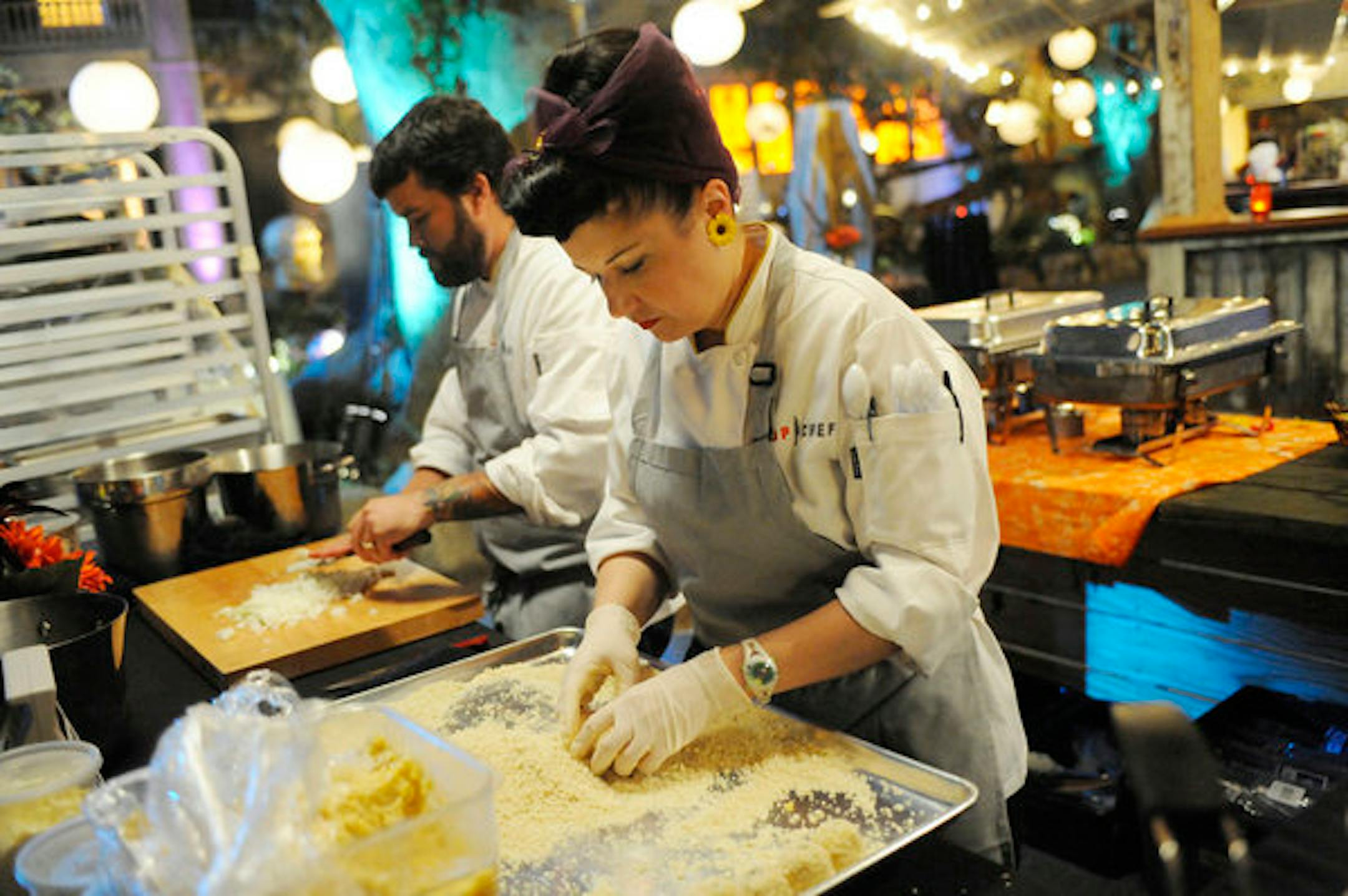 Sara Johannes, foreground, at work.