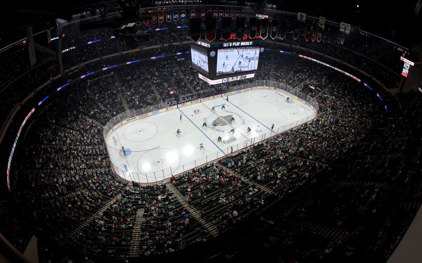 Seen from high above, the Wild and Jets played at Xcel Energy Center last week.