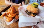 Cheese curds and a Jucy Lucy at Burnside in Williamsburg, Brooklyn