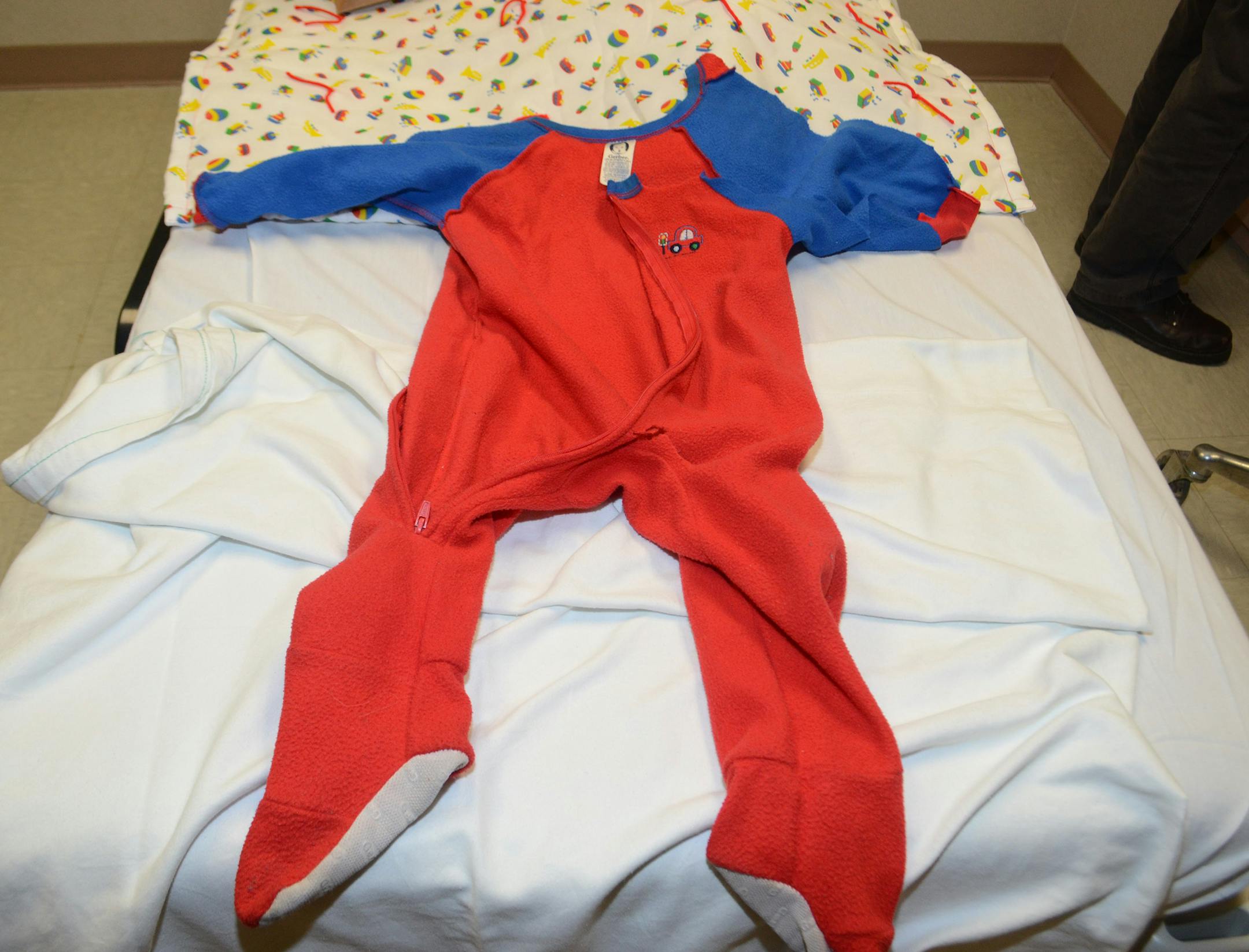 PHOTO COURTESY St. Louis County Sheriff. Eighteen-month-old Cottrell Short wore these pajamas when he was taken to a Waconia Medical Center. Cottrell suffered from what the medical examiner called “the worst case of child abuse they have ever seen.”