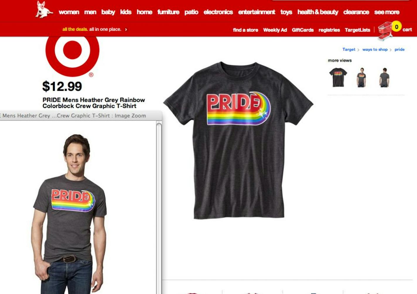 Target will sell Gay Pride items online on its website this year, 2012. screen grab from target.com/pride 5/22/2012