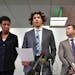 Former Gophers basketball star Reggie Lynch read a statement as he appeared at a press conference with his mom Marlene Lynch and attorney Ryan Pacyga.