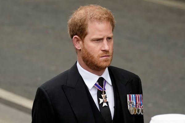 Prince Harry, Duke of Sussex arrive at Westminster Abbey ahead of the State Funeral of Queen Elizabeth II on Sept. 19, 2022, in London. (Christopher F