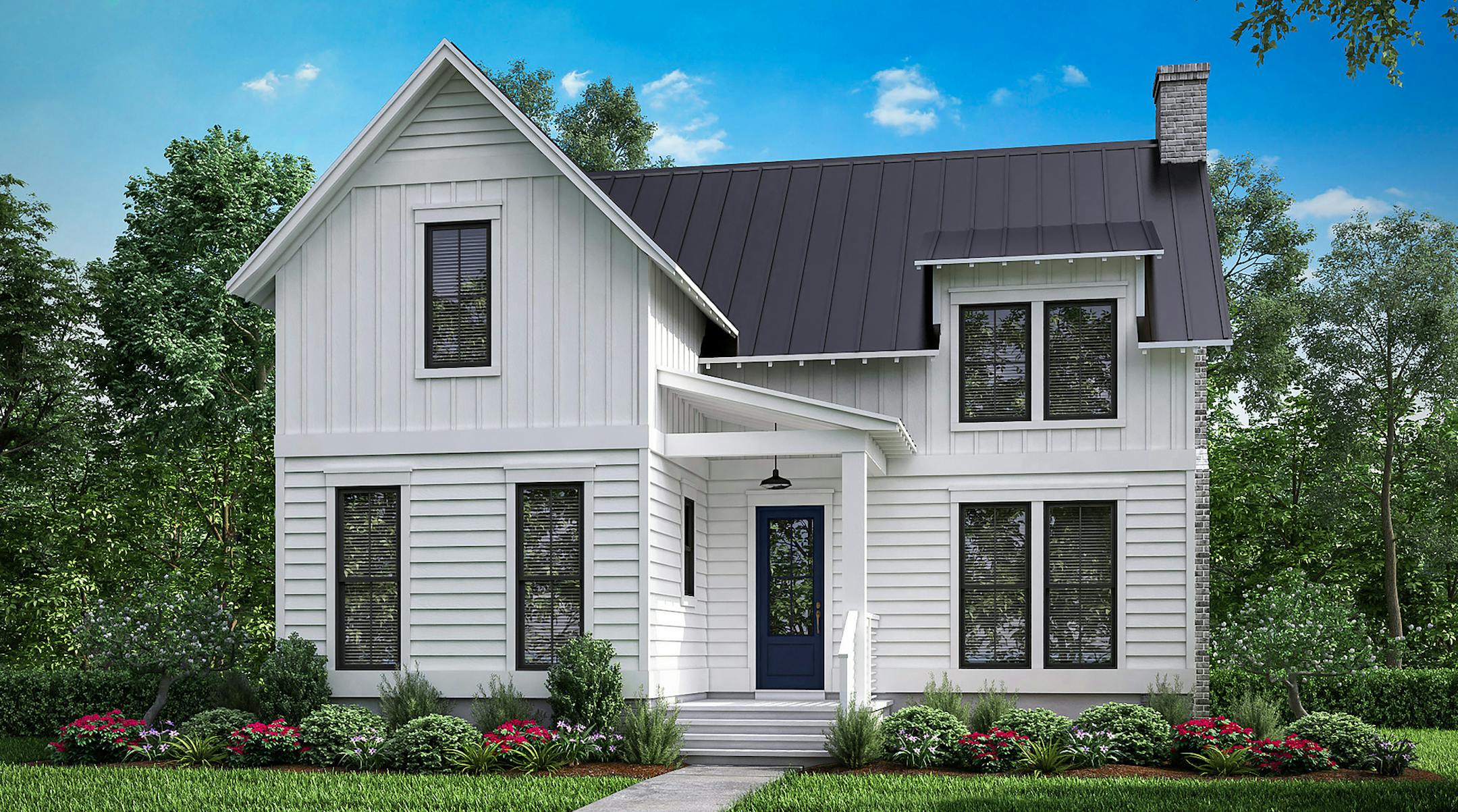 Home plan: City farmhouse fits on a narrow lot