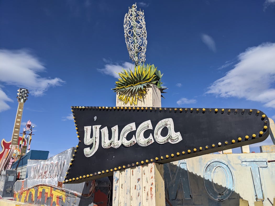 The Neon Museum’s “boneyard” of signs includes this one from 1950.