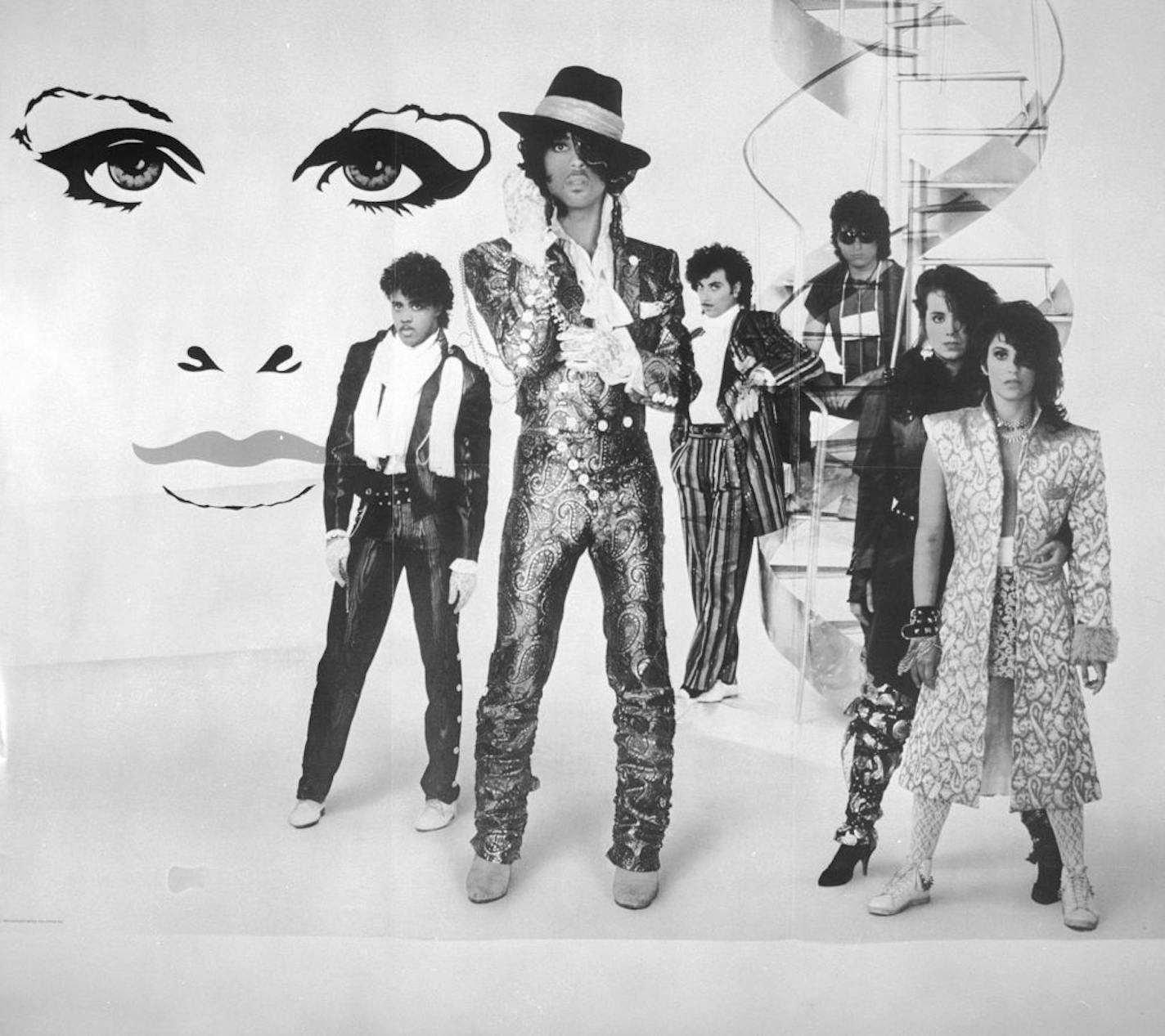 The 1984 "Purple Rain" album poster: from left, Mark Brown, Prince, Bobby Z, Matt Fink, Lisa Coleman and Wendy Melvoin.