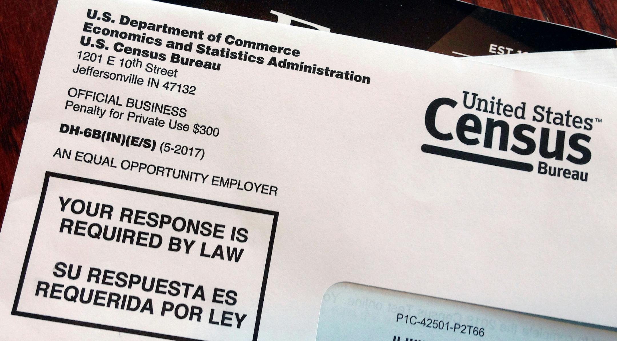 FILE - This March 23, 2018 file photo shows an envelope containing a 2018 census letter mailed to a resident in Providence, R.I., as part of the nation's only test run of the 2020 Census. A Trump administration plan to include a citizenship question on the 2020 Census has prompted legal challenges from many Democratic-led states. But not a single Republican attorney general has sued _ not even from states with large immigrant populations. (AP Photo/Michelle R. Smith) ORG XMIT: NY601