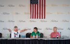 Minnesota Gov. Tim Walz, left, and GOP candidate for governor Scott Jensen, right, held their first debate in early August at the Farmfest ag expo. Mo