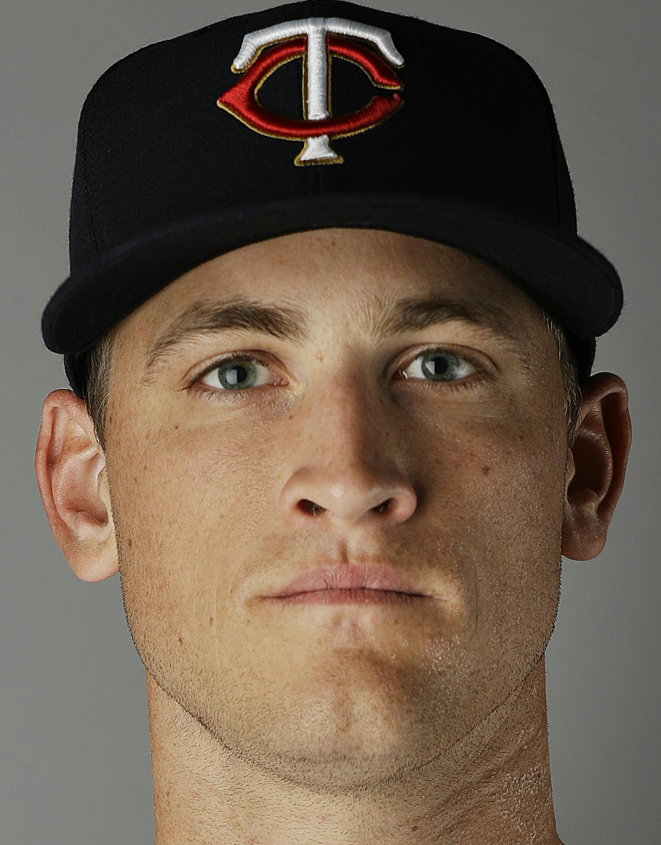 This is a 2017 photo of Aaron Slegers of the Minnesota Twins baseball team. This image reflects the 2017 active roster as of Thursday, Feb. 23, 2017 when this image was taken. (AP Photo/David Goldman) ORG XMIT: FLDG101