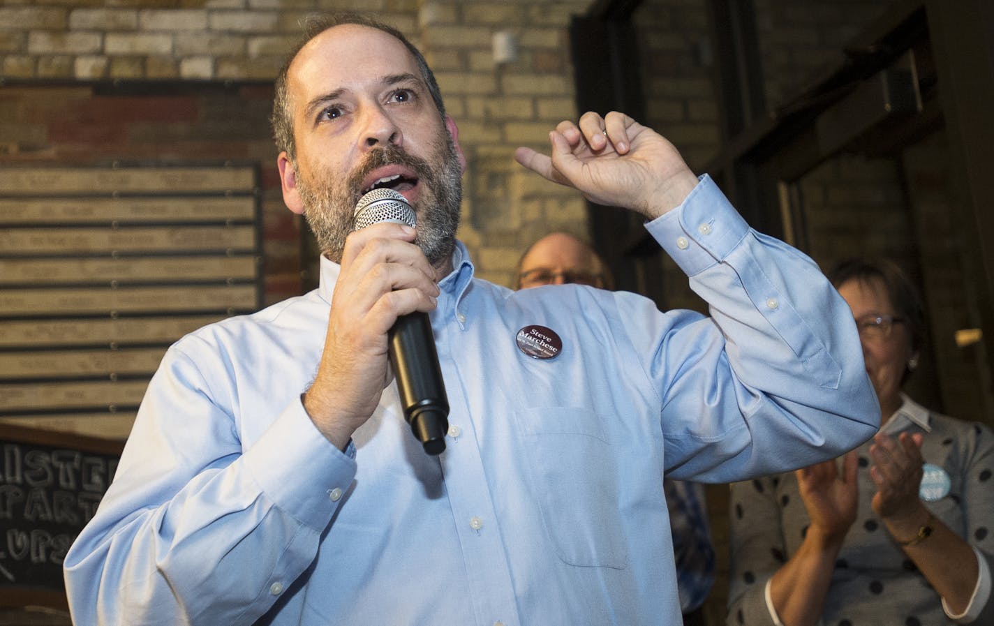 Saint Paul School Board member elect Steve Marchese delivered his victory speech to the crowd at the DFL election party at Urban Growler Tuesday night. ] (AARON LAVINSKY/STAR TRIBUNE) aaron.lavinsky@startribune.com All seven of St. Paul's City Council seats are up for election, including two open wards where incumbents didn't run again. As many as three who have challenged Mayor Chris Coleman's goals and strategies have a chance of winning.The DFL held an election party at Urban Growler on Tuesd