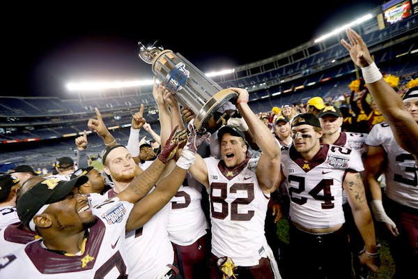 The Gophers last went to a bowl game in 2016, when Minnesota wide receiver Drew Wolitarsky held the Holiday Bowl trophy alongside the team after they 