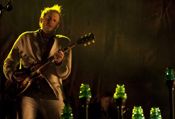 Bon Iver frontman Justin Vernon performs during the second day of the Coachella Valley Music and Arts Festival in Indio, Calif., April 14, 2012. This 