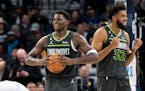 Minnesota Timberwolves forward Anthony Edwards (1) reacts after stealing the ball from the Los Angeles Lakers in the fourth quarter. He did get a pers