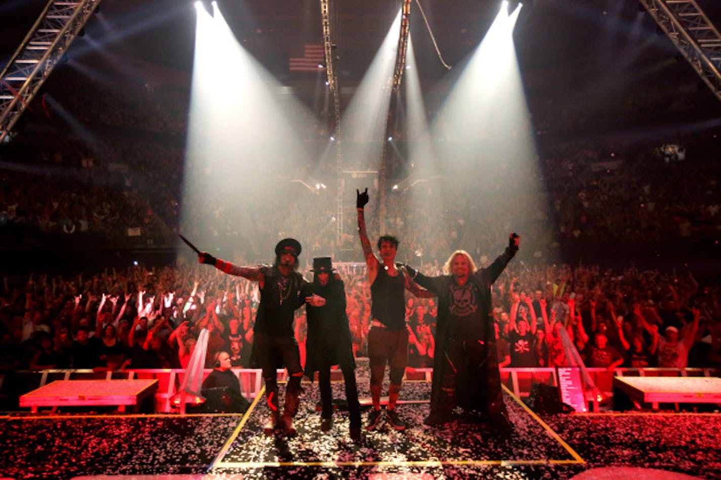 The four original members of Motley Crue took a bow in Eugene, Ore., in July. (Genaro Molina/Los Angeles Times/TNS)