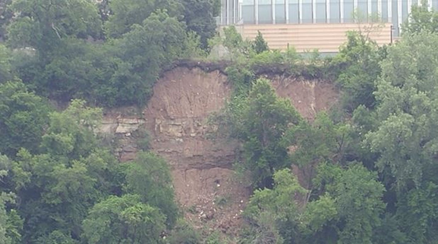 University of Minnesota photo: A view of the Mississippi River in Minneapolis that has closed part of East River Parkway.