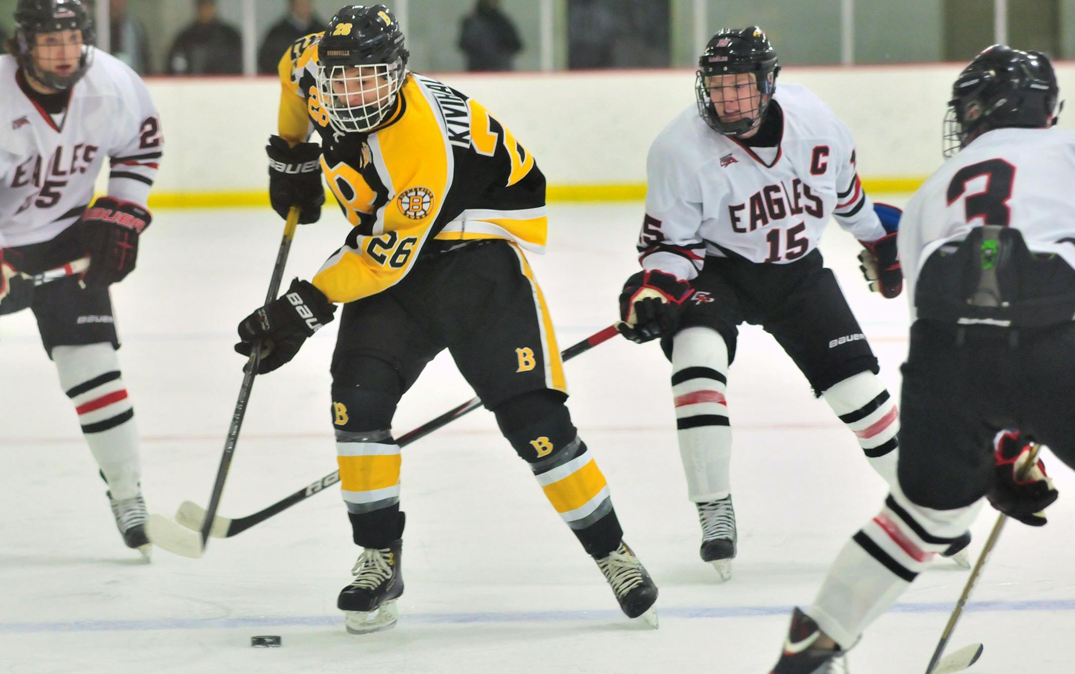 Former Burnsville defenseman Teemu Kivihalme (26) opted for more seasoning in the United States Hockey League before he moves on to Colorado College.
