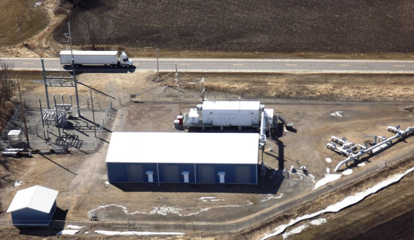 Six more pumping stations like this one will be added to Line 4 of the Minnesota Pipe Line Co. system that carries oil on a 24-inch-diameter pipe from a terminal in Clearbrook, Minn., to the two refineries in the Twin Cities area. This pump station is located in a rural location near Albany, Minn.