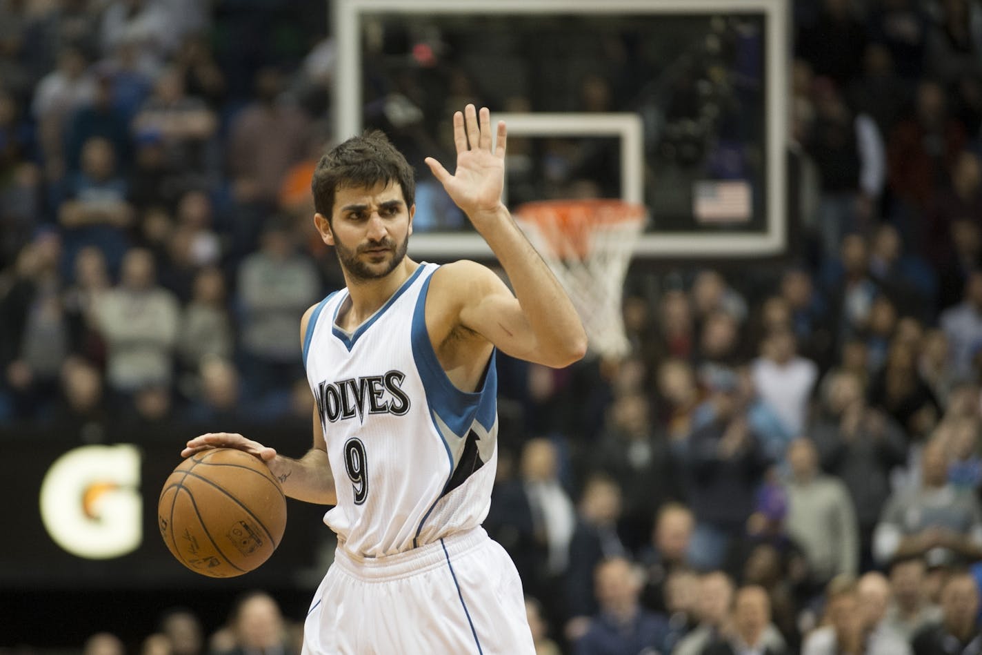 Minnesota Timberwolves guard Ricky Rubio (9)