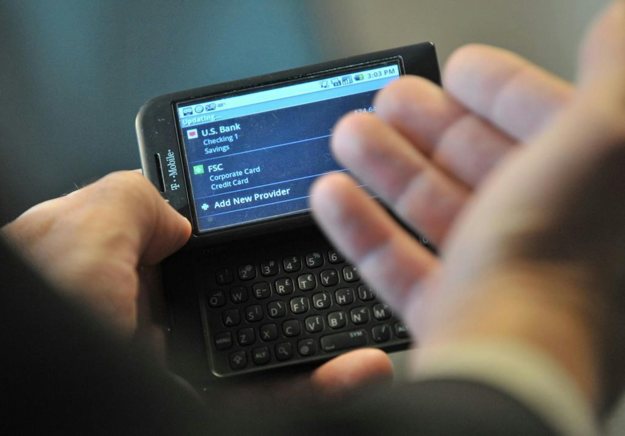 USBank VP of Enterprise Opportunities Ryan Gage demonstrated the banks mobile banking site.