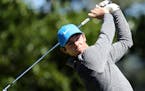 Rory McIlroy plays hits from the 4th tee during the third round of the 80th Masters at the Augusta National Golf Club in Augusta, Ga., on Saturday, Ap