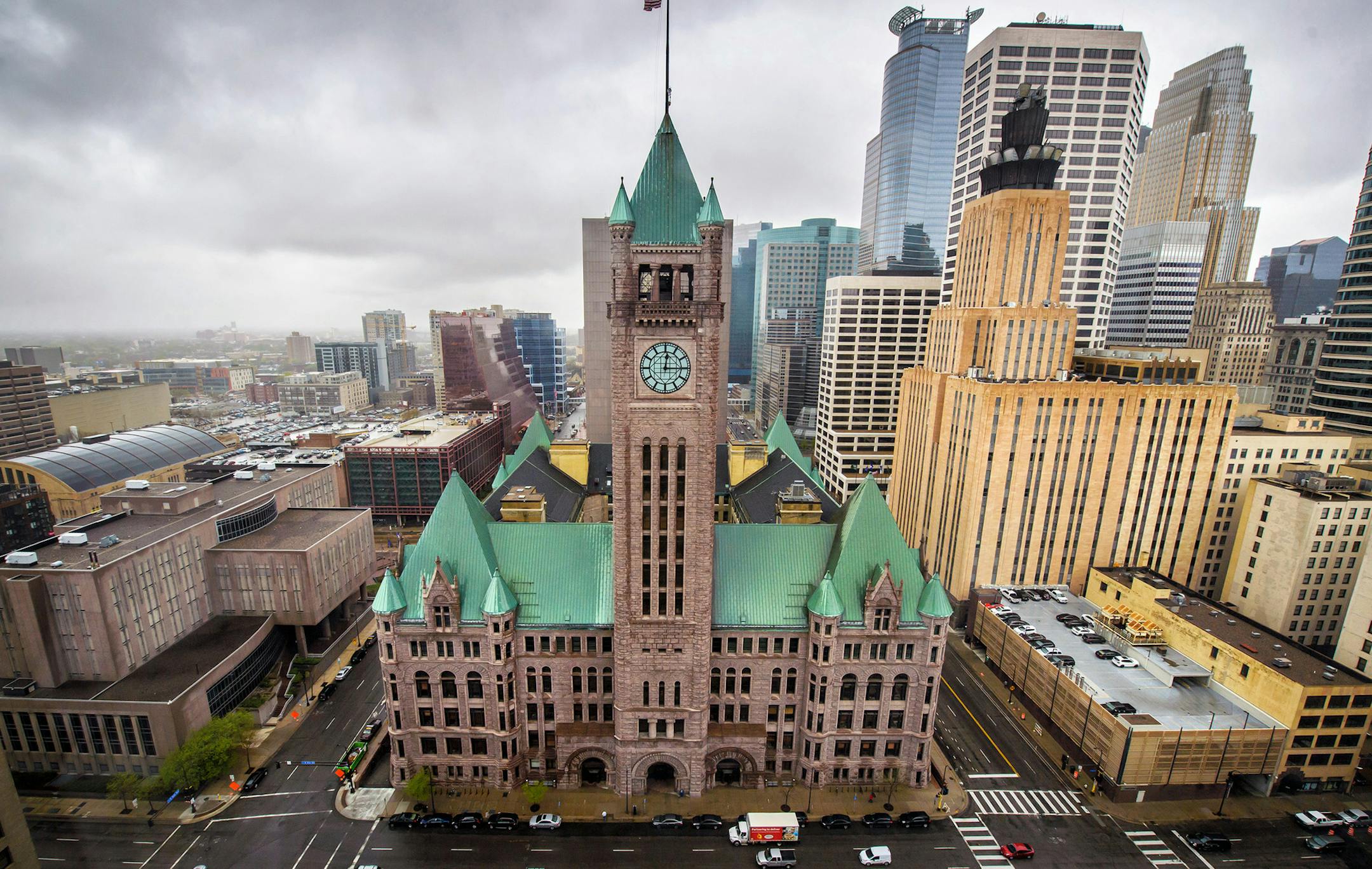 The Minneapolis City skyline including City Hall seen from the back of the U.S. District Court. ] GLEN STUBBE • glen.stubbe@startribune.com Monday May 1, 2017 ORG XMIT: MIN1705011409074187 ORG XMIT: MIN1706211557291861