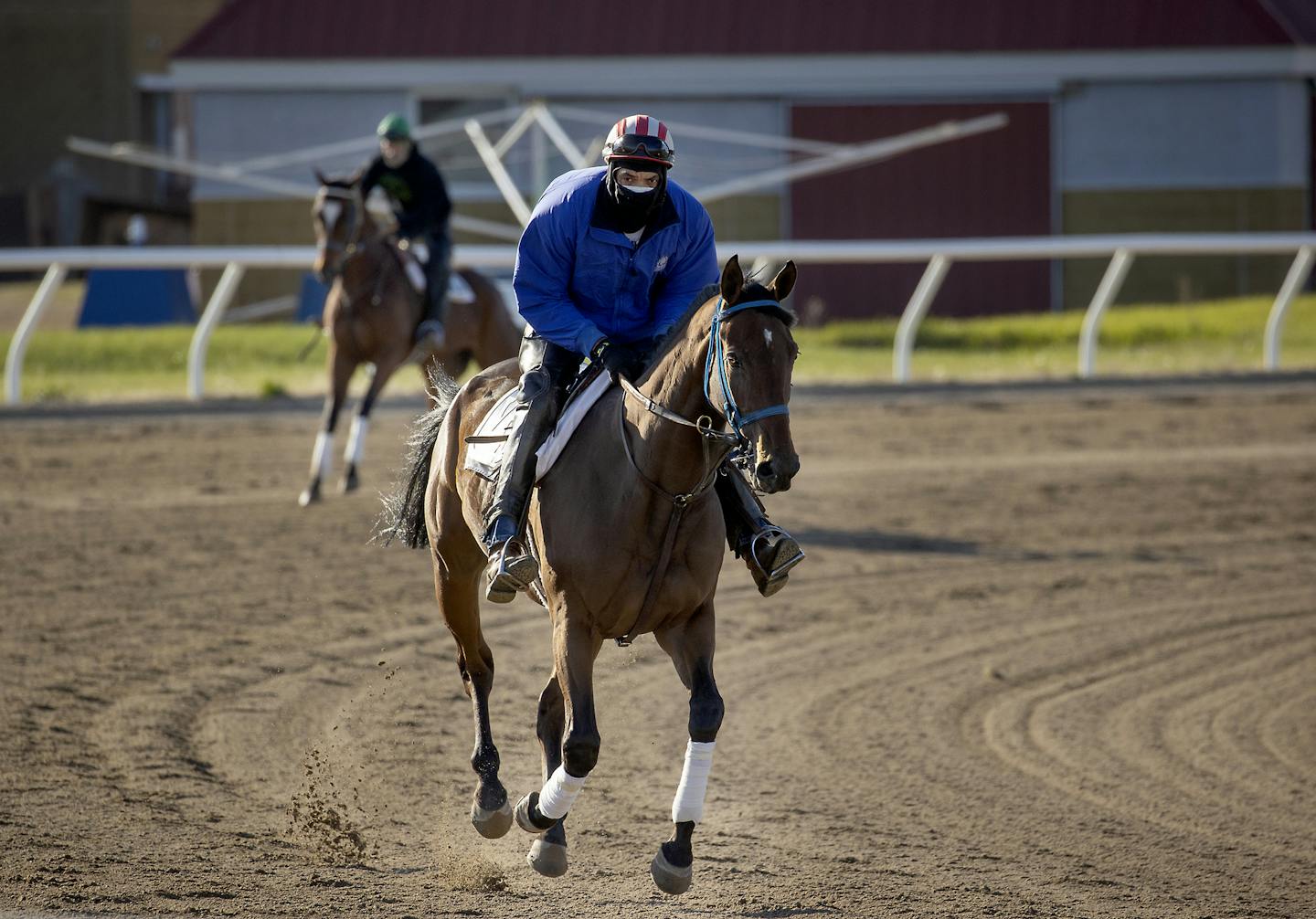 Jason Terjeda, trained a horse in the Canterbury Park practice track during the first day that horses were allowed on Canterbury track, Tuesday, May 12, 2020 in Shakopee, MN. Terjeda came from Arizona with trainer David Van Winkle. ] ELIZABETH FLORES • liz.flores@startribune.com