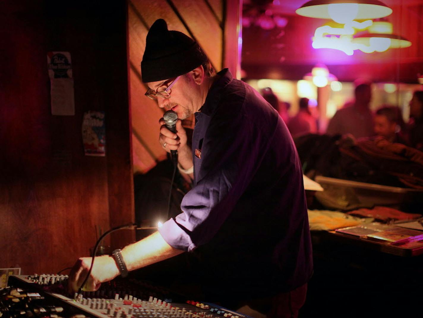 Jay Perlman worked the soundboard at a recent Uptown gig.