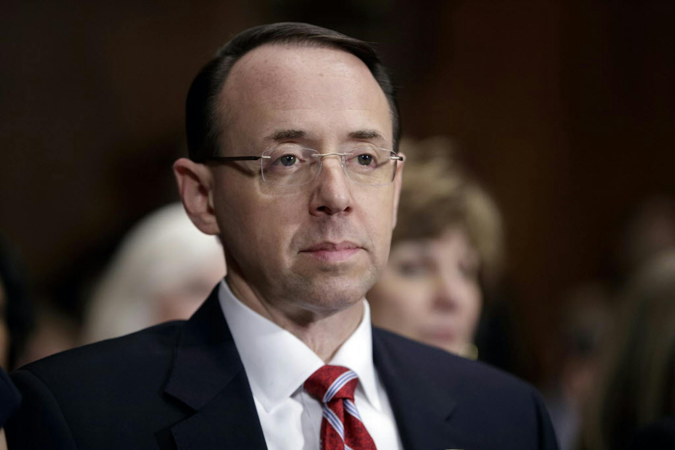 FILE- In this March 7, 2017, file photo, then-Deputy Attorney General-designate Rod Rosenstein