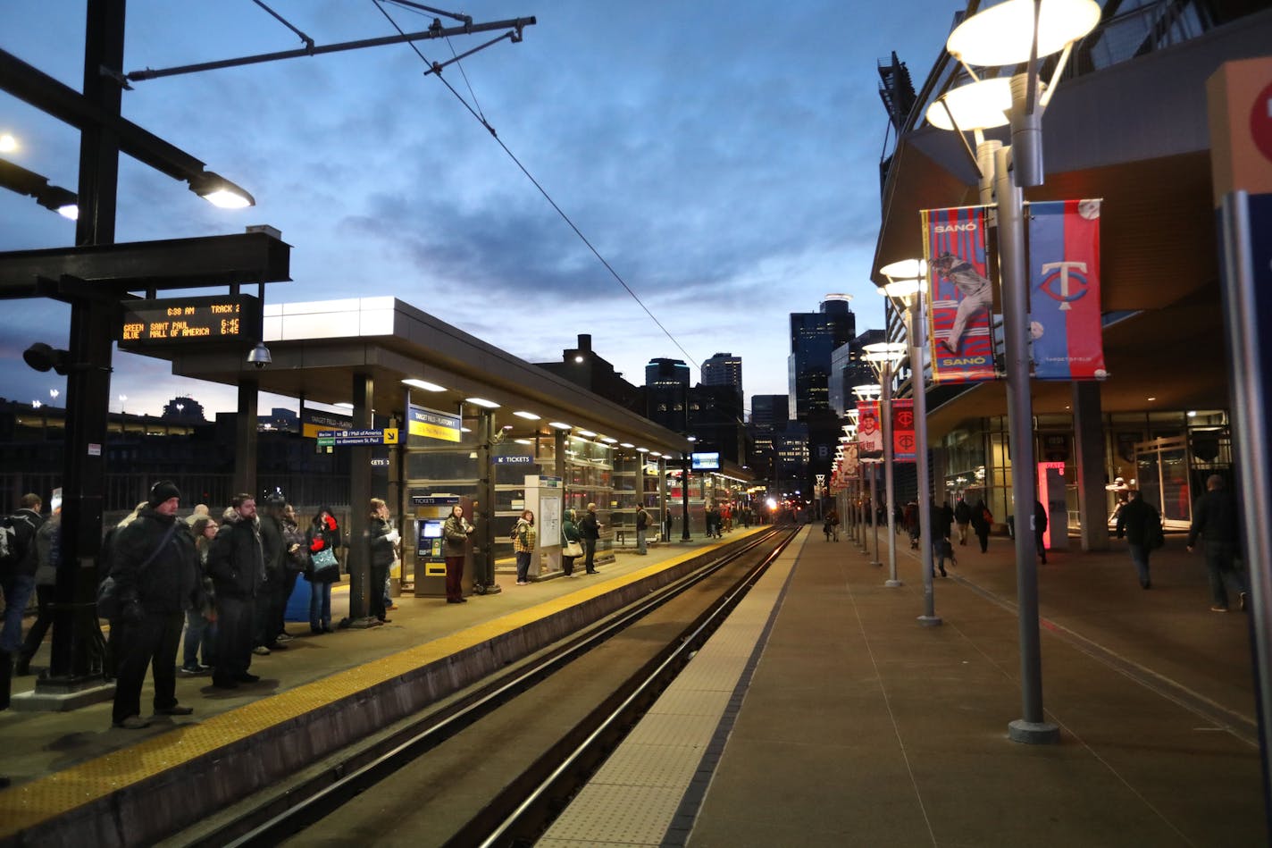 Commuters waited for a light rail train at Target Field station in downtown Minneapolis in November.