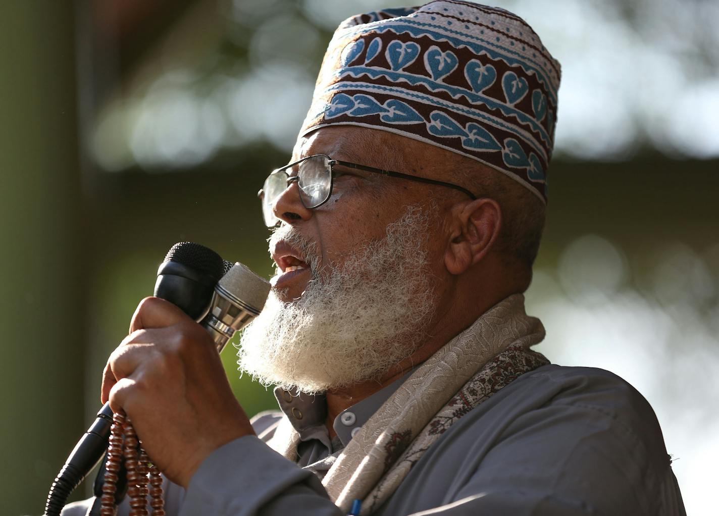 Imam Sheikh Sa&#x2019;ad Roble addressed the crowd of more than 100 about the life of singer and activist Saado Ali Warsam.