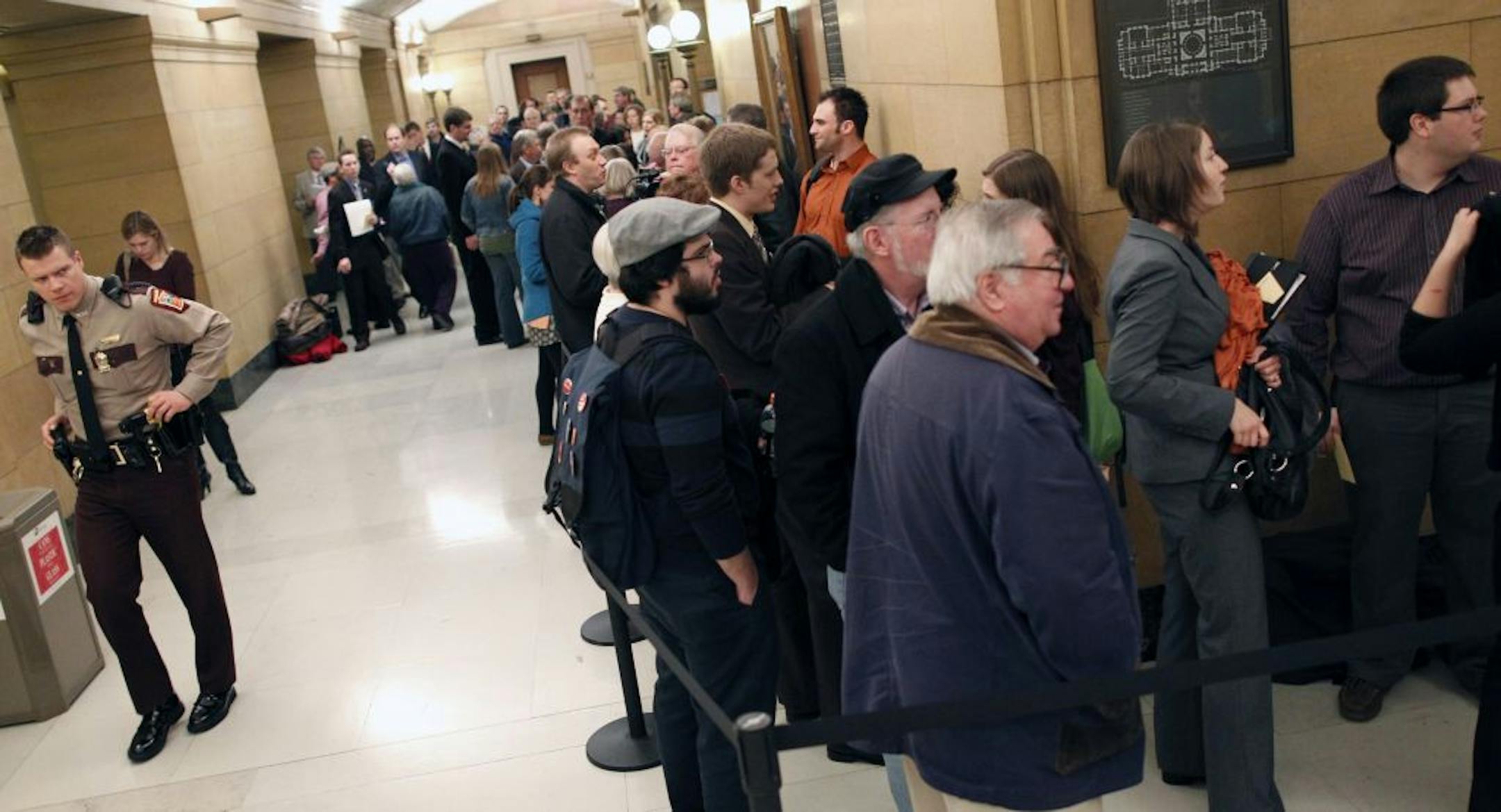 A long line of citizens who wanted to speak on a proposed constitutional amendment to require voters to show photo ID led to about five hours of testimony.