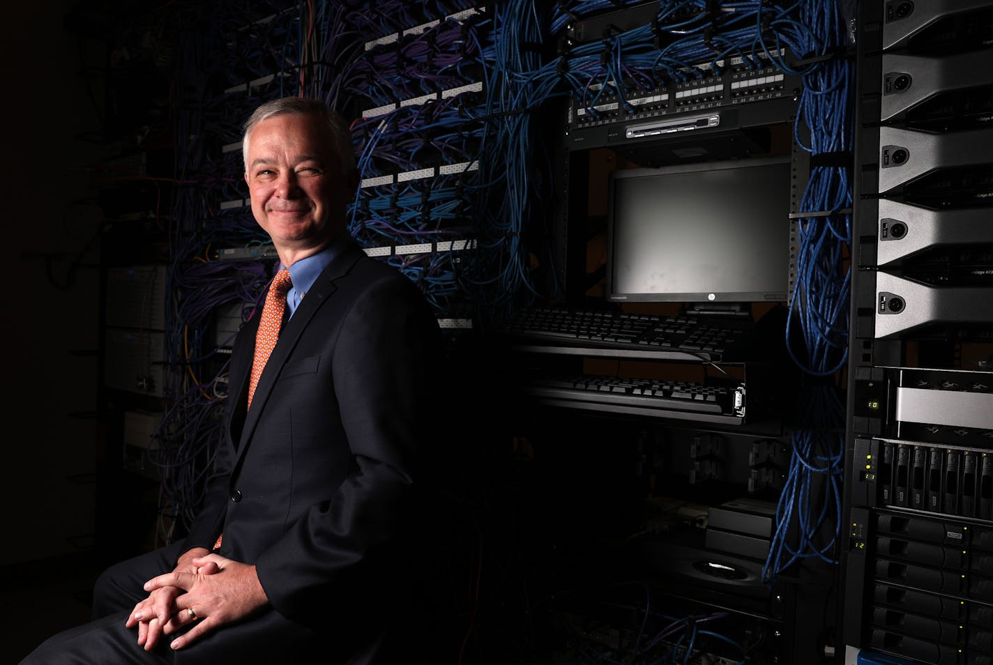 Attorney Steve Yoch sat for a portrait in the server room at his office Thursday. ] ANTHONY SOUFFLE &#xef; anthony.souffle@startribune.com Attorney Steve Yoch sat for a portrait in the server room at his office Thursday, Oct. 26, 2017 in downtown Minneapolis. Yoch become an accidental cyber security expert and over the last several years he has advised a growing number of businesses including other law firms on cybersecurity preparedness and crisis management.