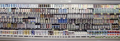 Various types of yogurt available at Central Market in Dallas on February 11, 2016. While flavored yogurts stretch out across grocery store refrigerator cases, cottage cheese gets relegated to a corner despite having more protein and fewer carbs. (Vernon Bryant/Dallas Morning News/TNS) ORG XMIT: 1181173