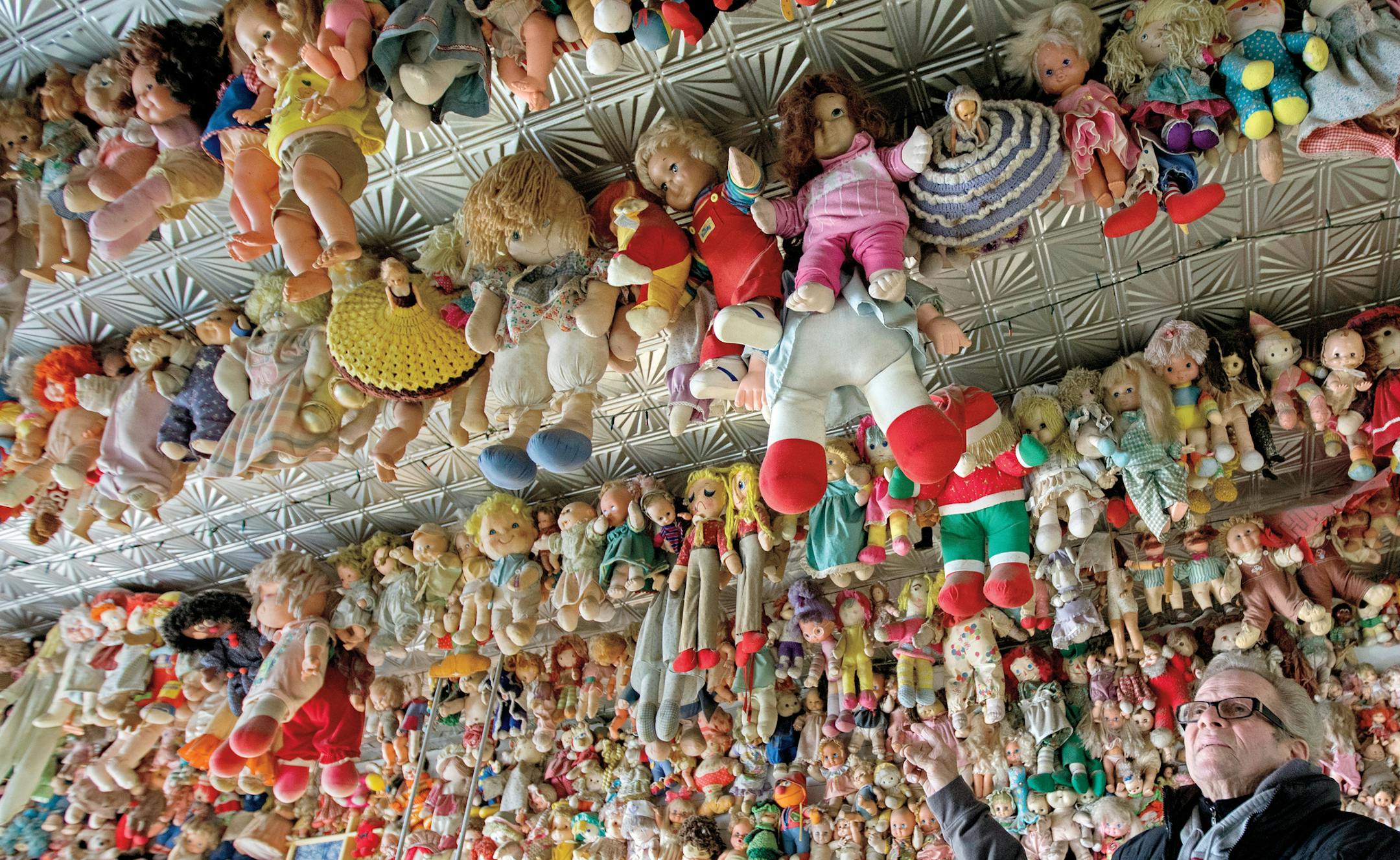 Mike “Lucky” Volkenant bought the only laundromat in Spring Grove, Minn., 25 years ago and started hanging dolls from the 12-foot ceiling. Today, more than 2,700 dolls hang from every corner, attracting visitors who have no laundry.