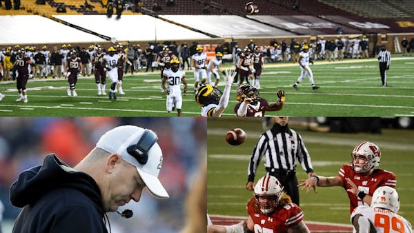 COVID-19 concerns hovered over (clockwise from top) the Gophers, Badgers quarterback Graham Mertz and Purdue coach Jeff Brohm. And it's only Week 2.