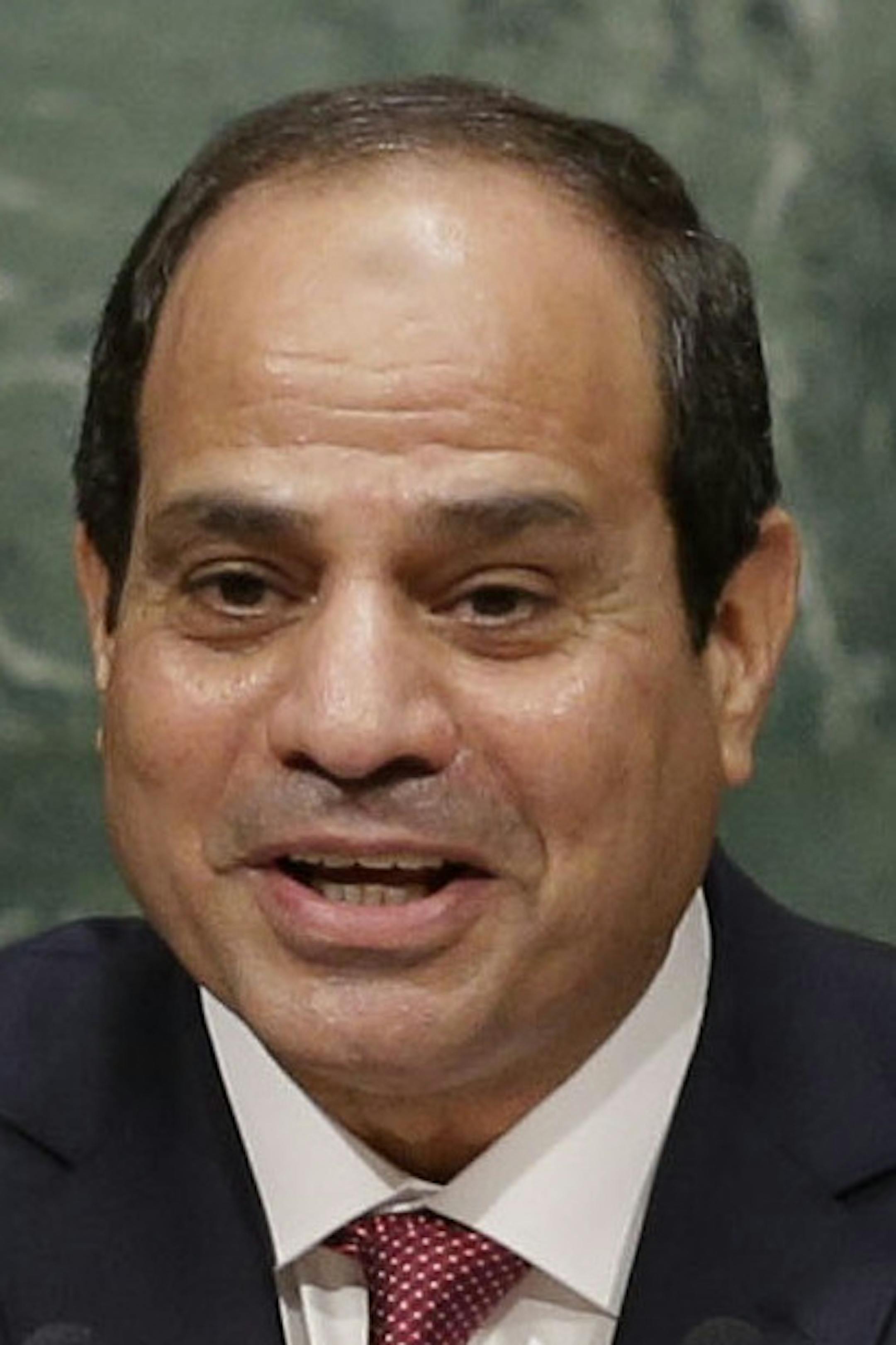 Egyptian President Abdel Fattah Al Sisi speaks during the 70th session of the United Nations General Assembly at U.N. headquarters Monday, Sept. 28, 2015. (AP Photo/Frank Franklin II) ORG XMIT: MIN2015101214432124