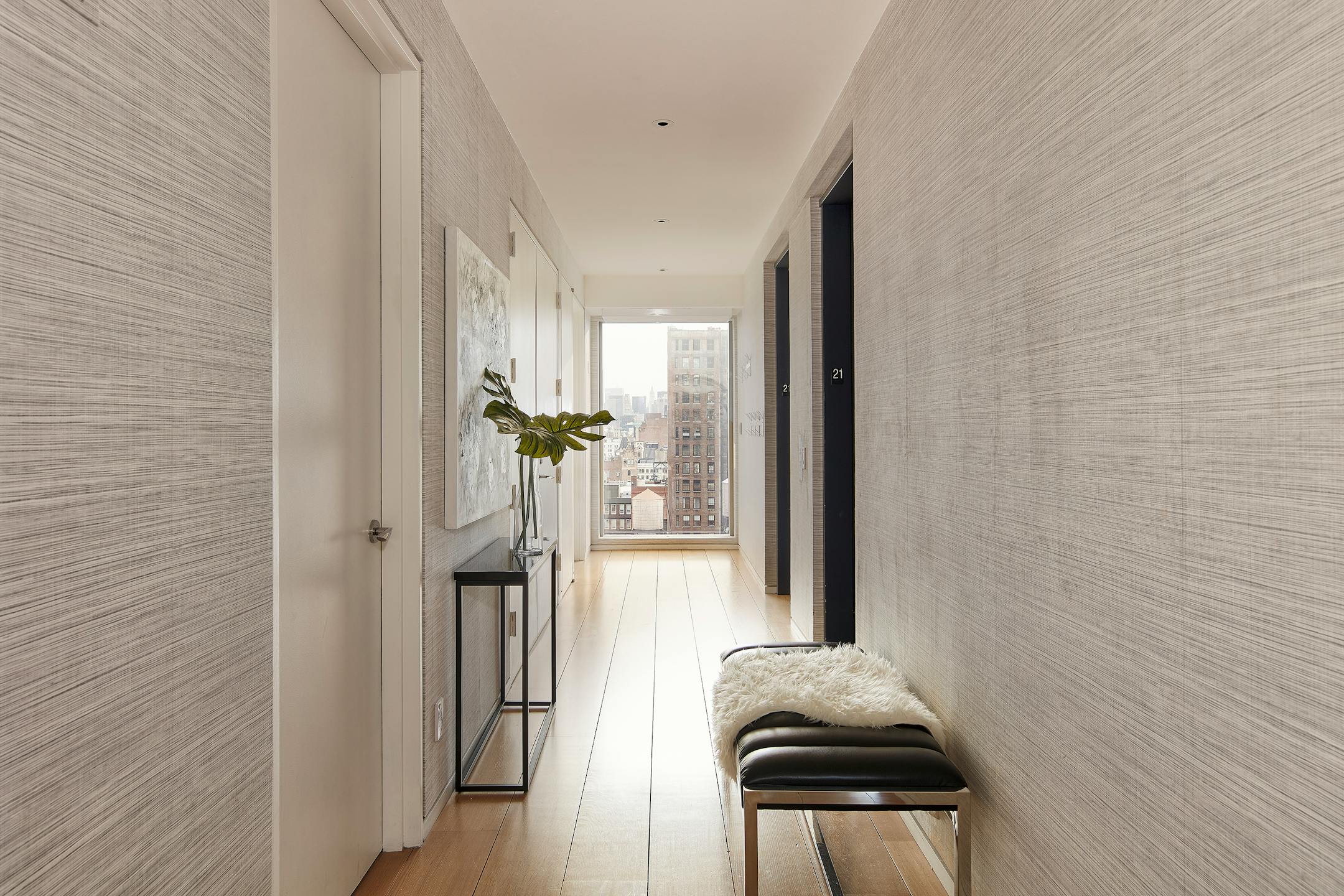 Wallpaper lines the hallway of an entry. (Scott Gabriel Morris/Provided photo/TNS)