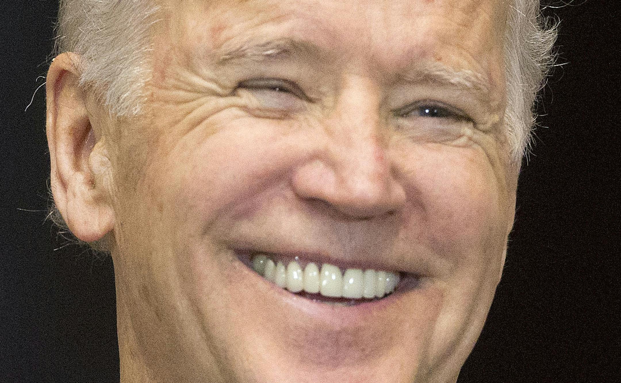 FILE- In this Dec. 14, 2015, file photo, Vice President Joe Biden smiles after speaking at an event in Washington. Biden described Bernie Sanders on Monday, Jan. 11, 2016, as more authentic on economic inequality than Hillary Clinton and defended Sanders' record on gun control during an interview with CNN. (AP Photo/Pablo Martinez Monsivais, File)