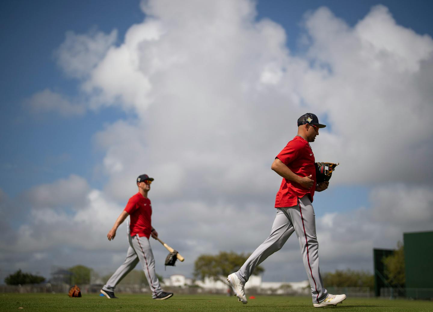 Twins player Royce Lewis (4) headed to another field for drills during spring training.