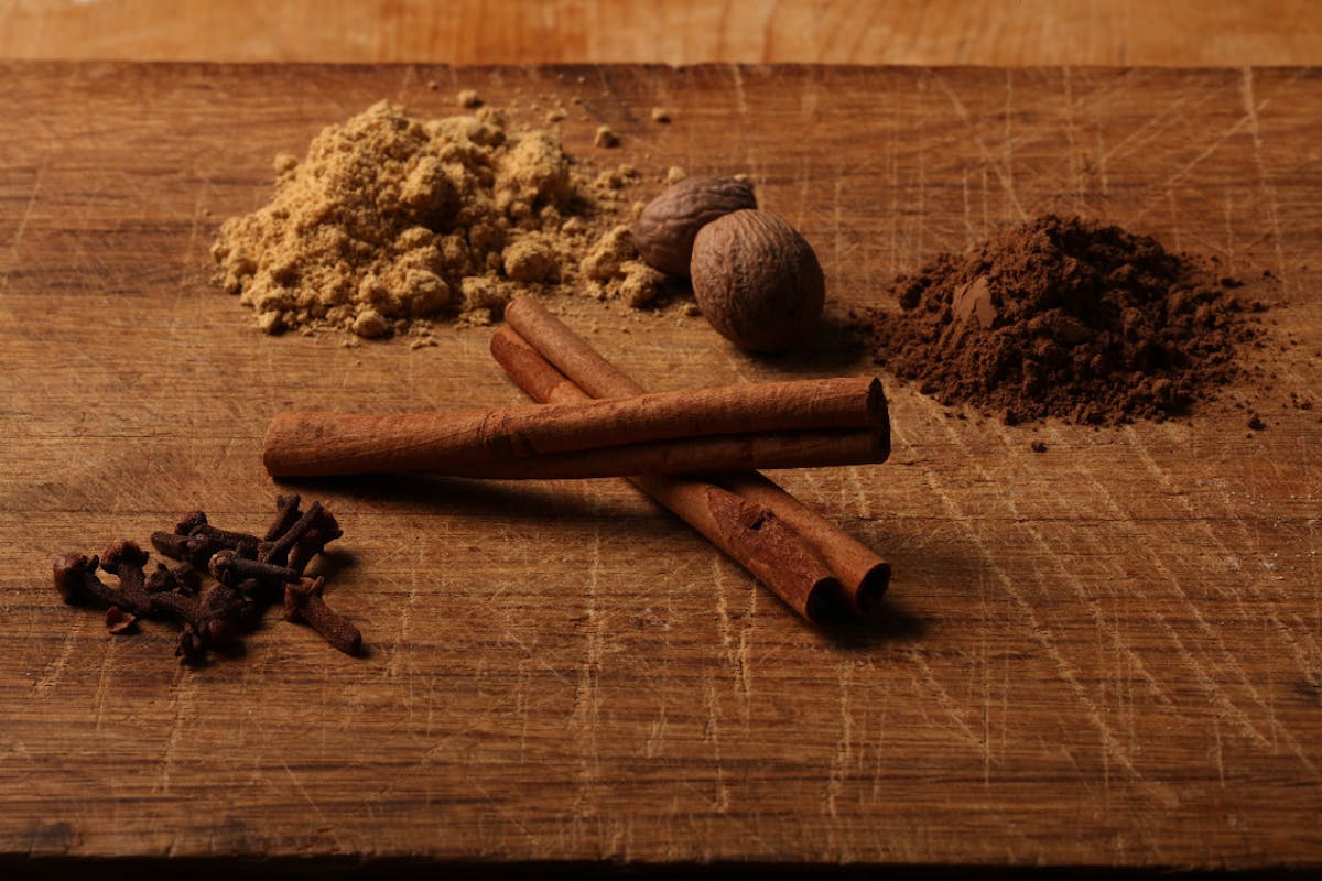 Make your own pumpkin spice mix for better flavor with, clockwise from center, cinnamon, cloves, ginger, nutmeg and allspice.