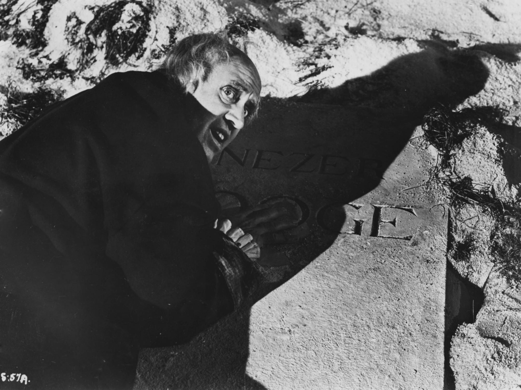 Alastair Sim stars as Scrooge in the 1951 movie version of the story "A Christmas Carol," by Charles Dickens. Here, Scrooge sees his own tombstone. Handout file photo courtesy of United Artists.