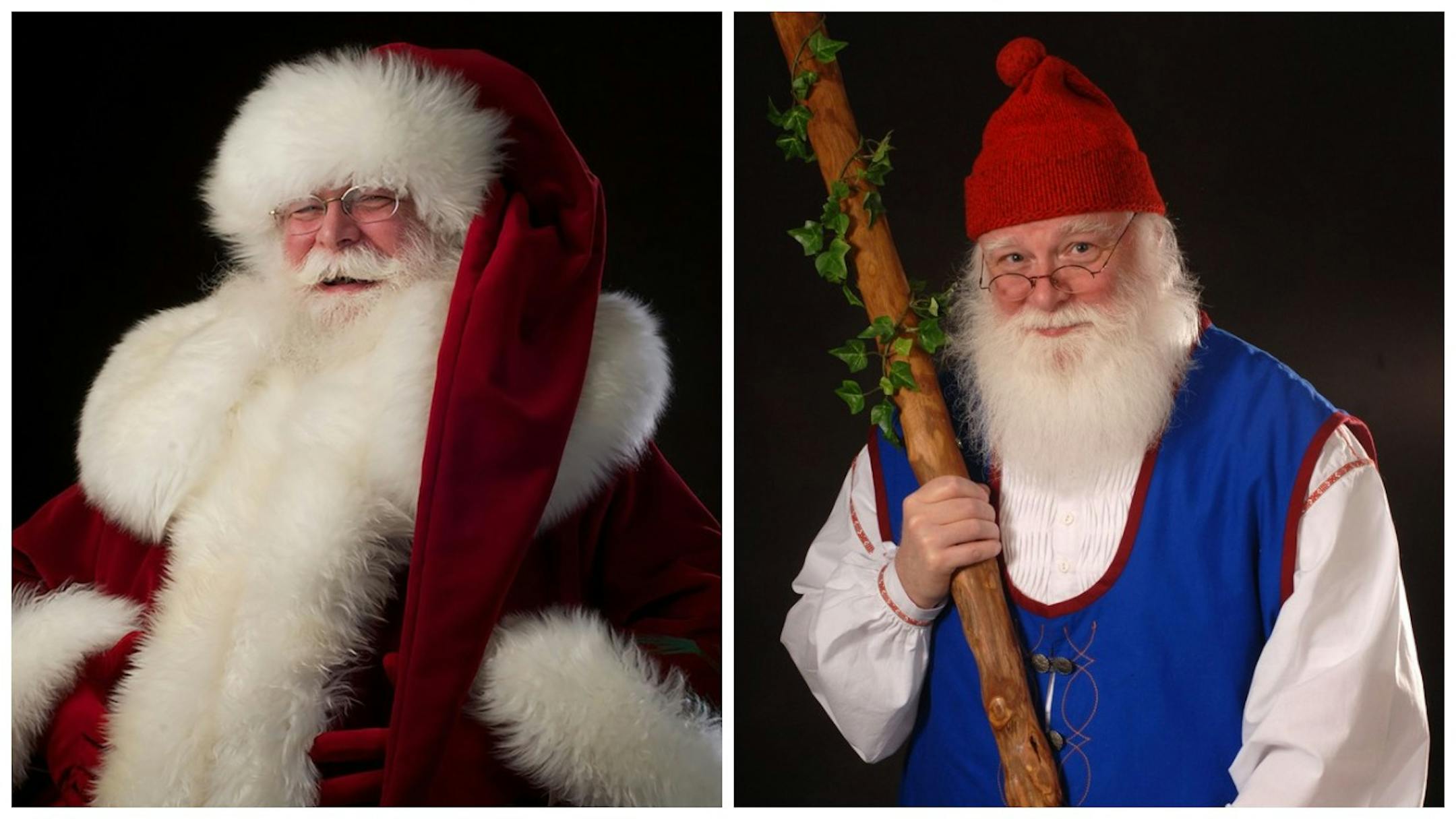 Leo Treadway in the Santa Claus and Joulupukki costume he donated to the Minnesota Historical Society.