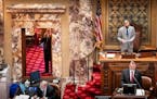 Sen. David Tomassoni of Chisholm waited in the retiring room while outgoing Senate President Jeremy Miller, R-Winona, conducted the vote that named hi