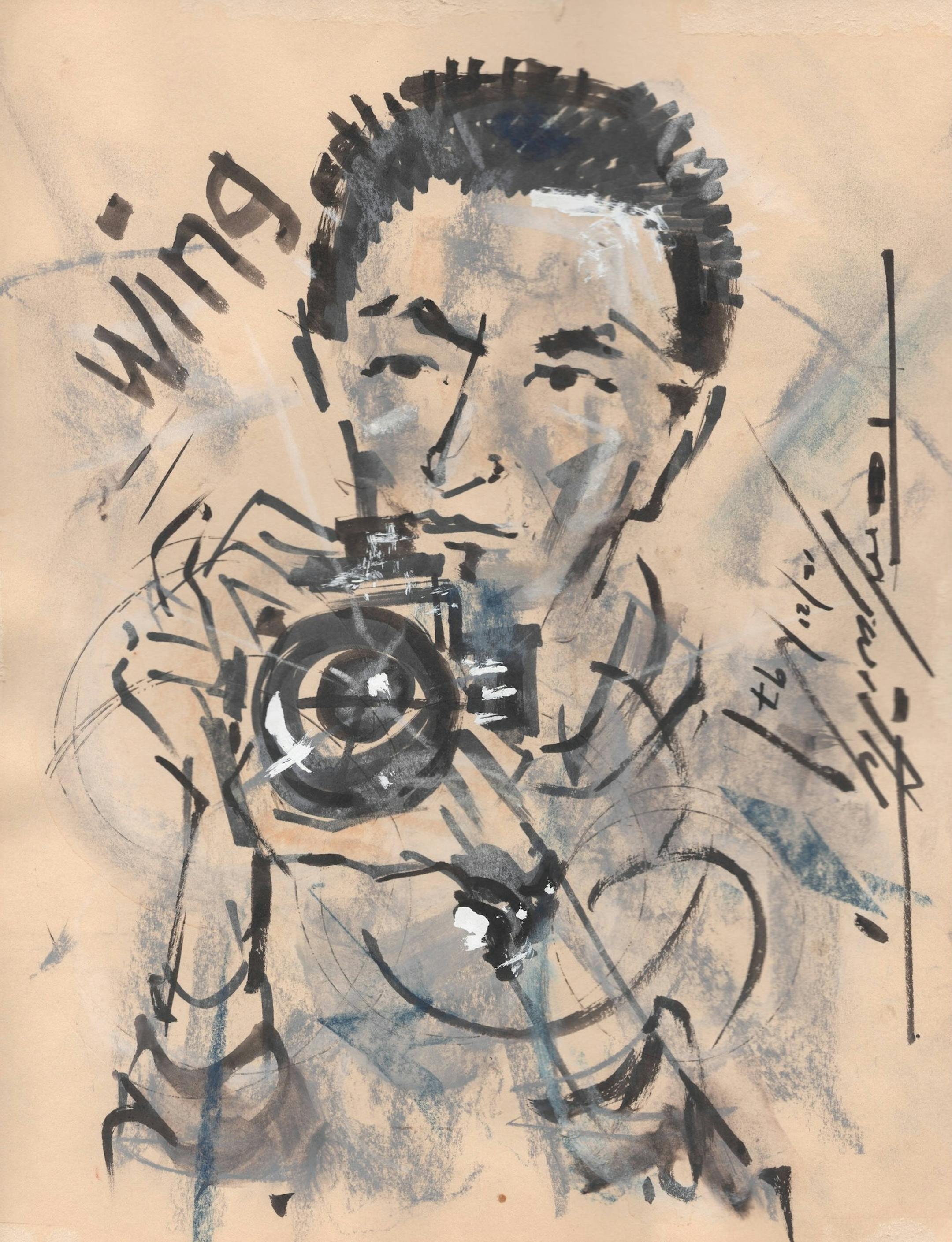 Photographer/writer Wing Young Huie painted by Tom Swifty (aka Tom Snyder)